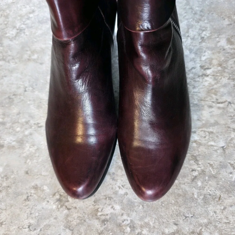 Regarde Le Ciel Womens Stefany Boot Red Burgundy Leather Bootie Low Size 38‎ / 8